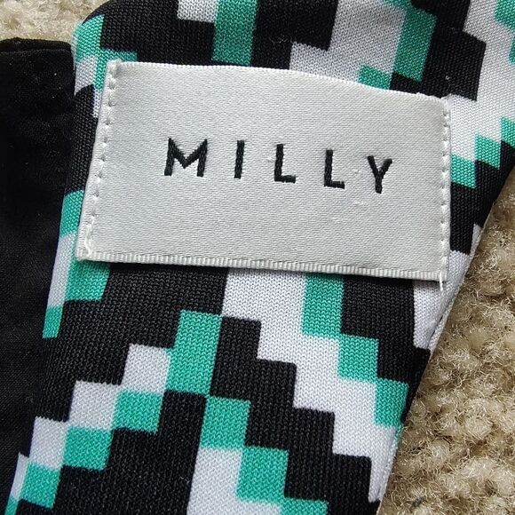 MILLY retro 50s-style fit flare dress abstract S 4 6 - Picture 5 of 9